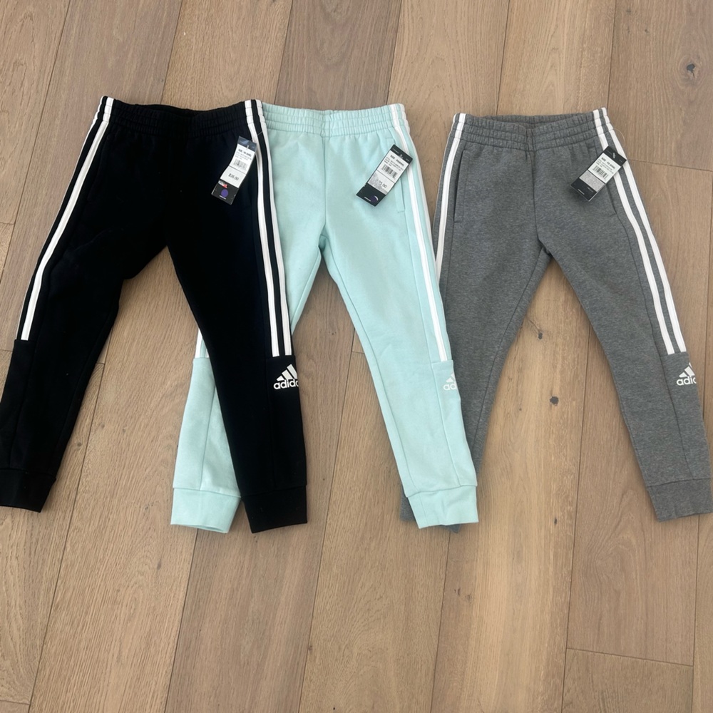 NWT Adidas Kids' Joggers Bundle - Black, Mint, and Gray